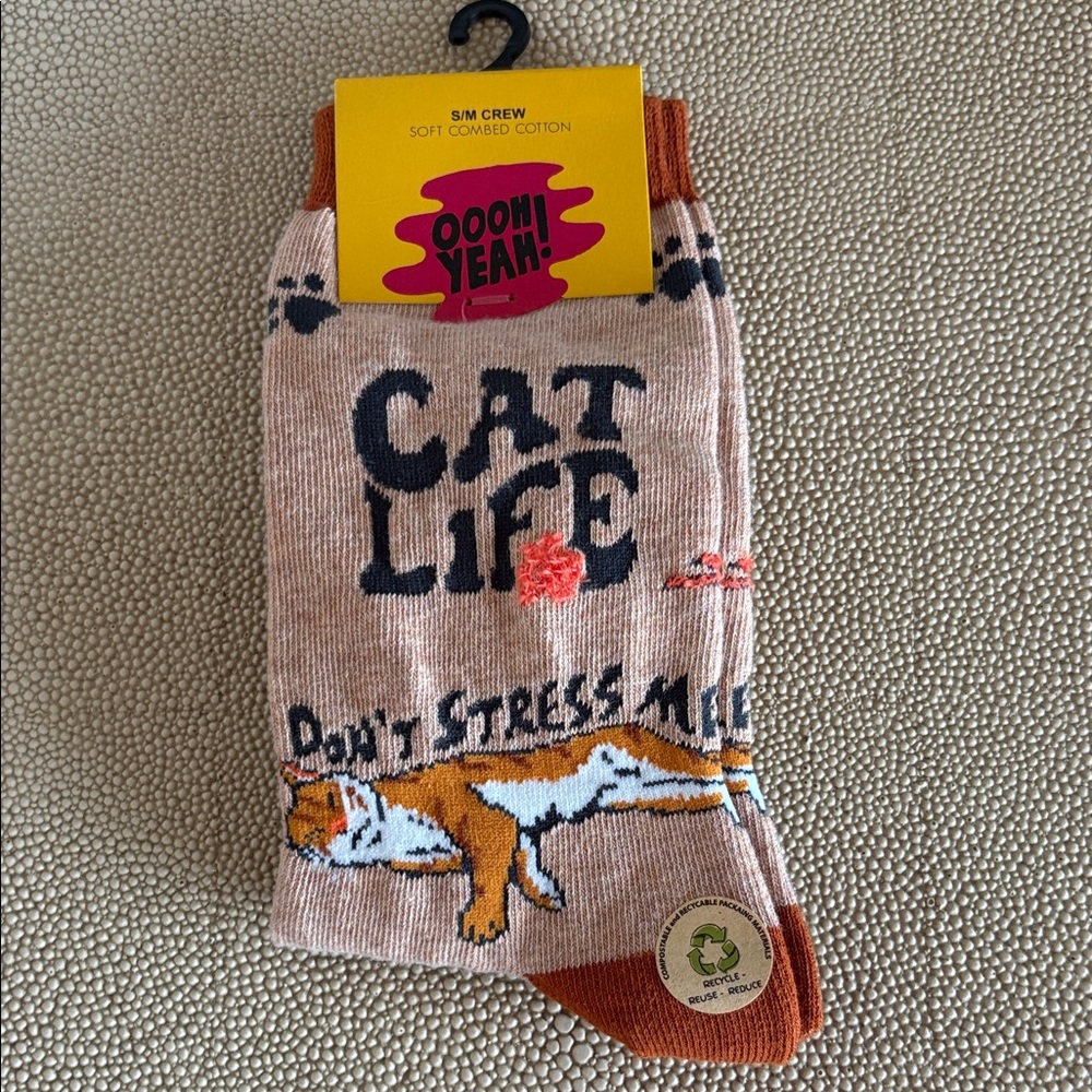Cat Life Women's Socks - Pink and Brown
